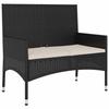 VidaXL 2-Seater Garden Bench with Cushions Black Woven Resin, Seat, Bench Chair, Patio Bench, Bench Seat, 319488