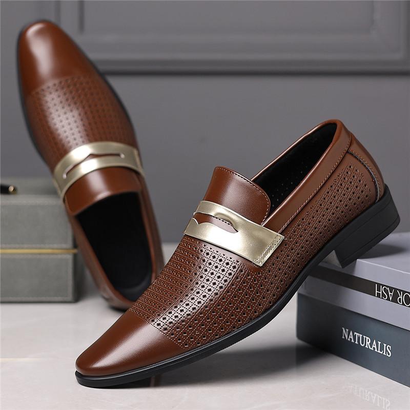Модные летние новые дизайнерские дышащие белые коричневые туфли из лакированной кожи для мужчин повседневные пенни-лоферы деловая формальная обувь