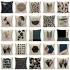 Design Geometric Pillows Linen Modern Simple Office Waist Pillow Creative Cushion