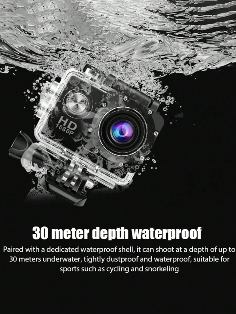 1080P Экшн-камера 170D Подводная водонепроницаемая камера для записи видео на шлем Спортивные камеры Pro Outdoor 2,0-дюймовый экран Mini Cam