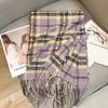 2024 Autumn And Winter New Line Couple Imitation Cashmere Scarf Women'S Pink Plaid Shawl Tassel Warm Scarf Versatile