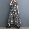 Short Sleeve Loose Plus Size Fashion Print Slimming Mid-length Dress