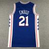 Mens Embroidered Philadelphia 76ers 21 Joel Embiid Basketball Jersey Training Shirt Cotton Blend