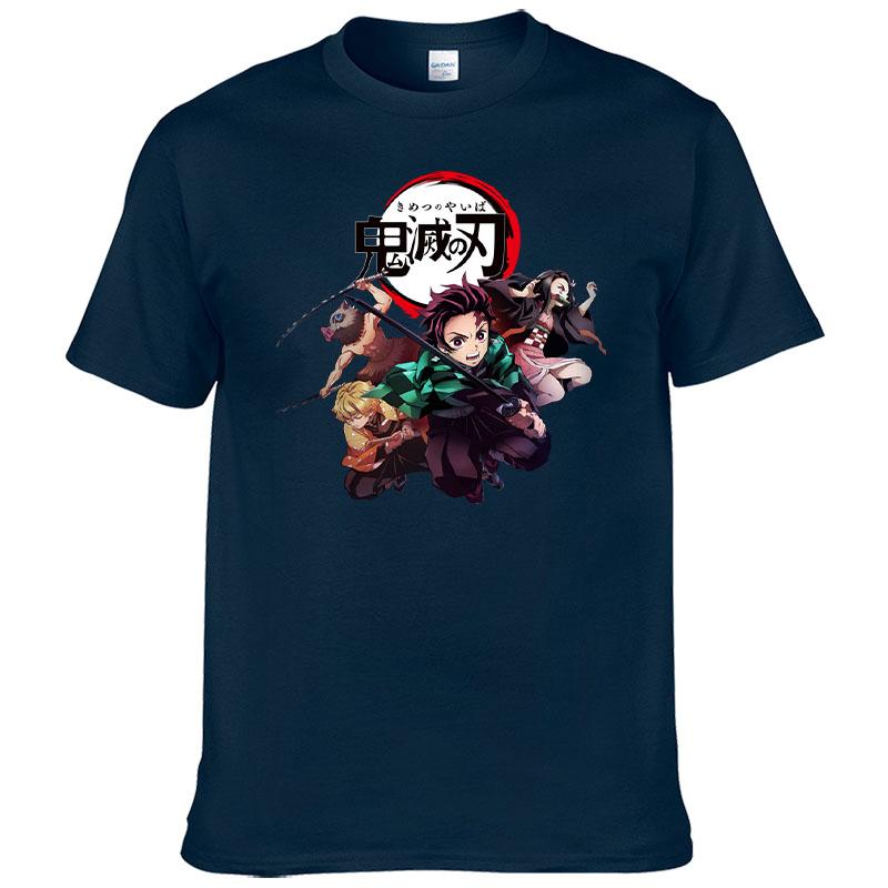 Печатная футболка Demon Slayer Kimetsu no Yaiba Мужская Харадзюку 100% Хлопок Футболка с коротким рукавом Летняя одежда Мужские Топы F171