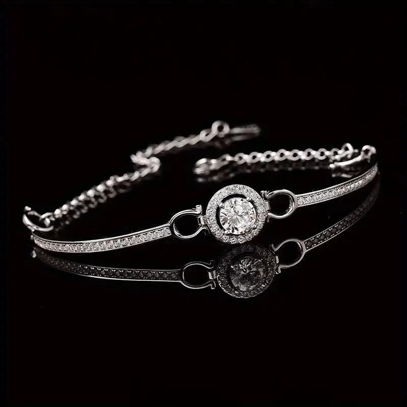 Silver1Carat Moissanite Women's Luxurious Versatile Bracelet Suitable for Daily Commuting, Banquets, Parties, Valentine's Day, Halloween, Christmas,