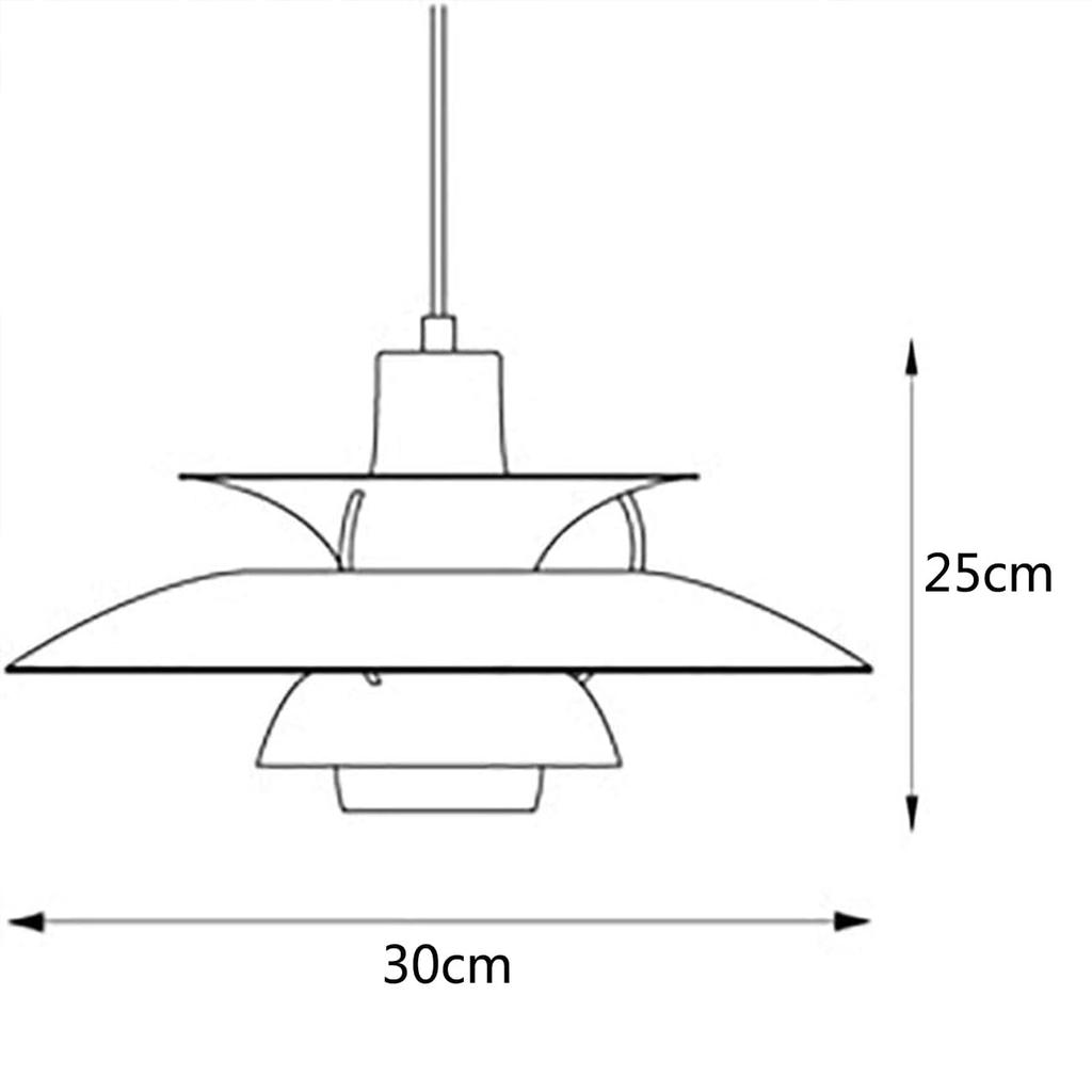 Oobaa PH5 Chandelier, UFO Chandelier, Nordic Style, E27 Bulb, Aluminum Lamp Cover, 30cm (White)