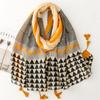 Four Season Clothing Accessories, Cotton And Linen Hand Feel Scarves, Geometric Triangular Polka Dot Scarves, Travel Sun Protection Shawls For Women