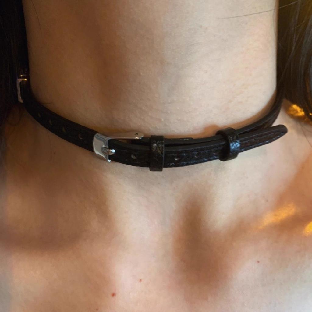Texture Belt Buckle Neckchain Punk Dark Stackable Leather Unique Y2K Necklace Men Women Simple Choker Jewelry