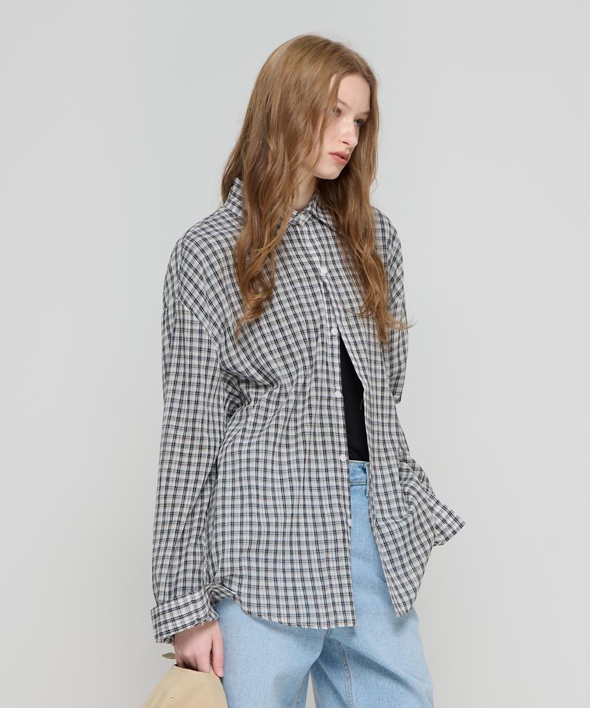 CARGOBROS FOR WOMAN Seersucker Cotton Check Shirt (White)