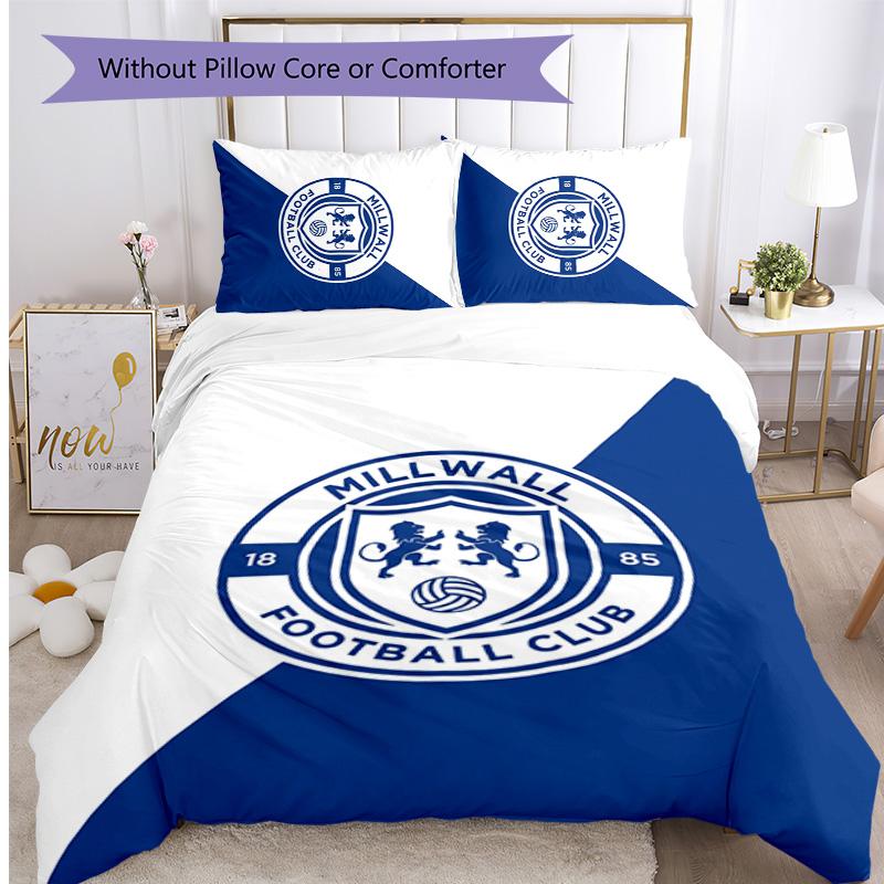 Millwall Football Printed 3 Pieces Bedding Set, Comfortable Skin Friendly Bedroom Duvet Cover Set