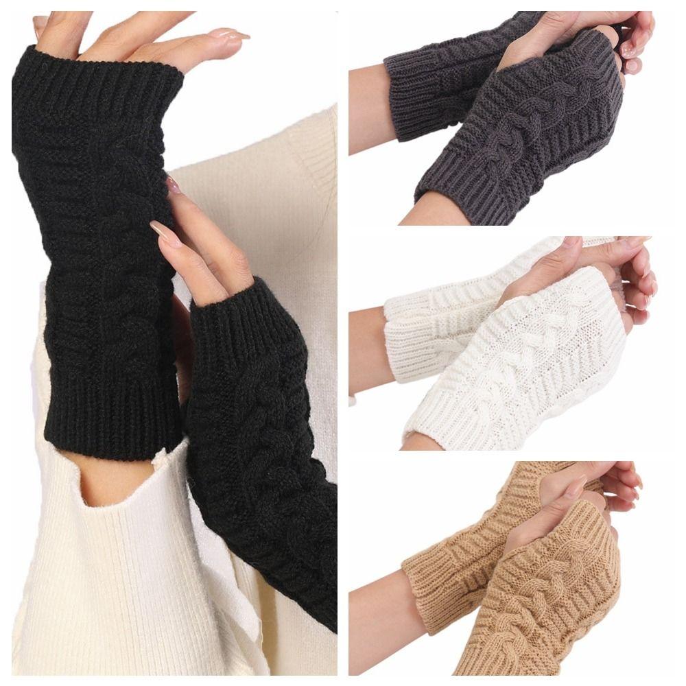 Outdoor Riding Mittens Knitted Gloves Half Finger Gloves Fashion Twists Gloves Men