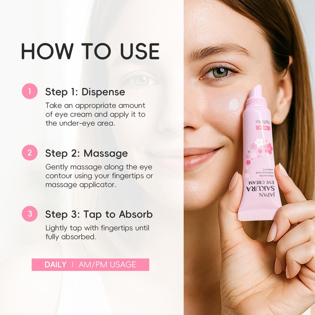 Увлажняющий и омолаживающий крем для глаз с сакурой 15 г с натуральными экстрактами от темных кругов и морщин