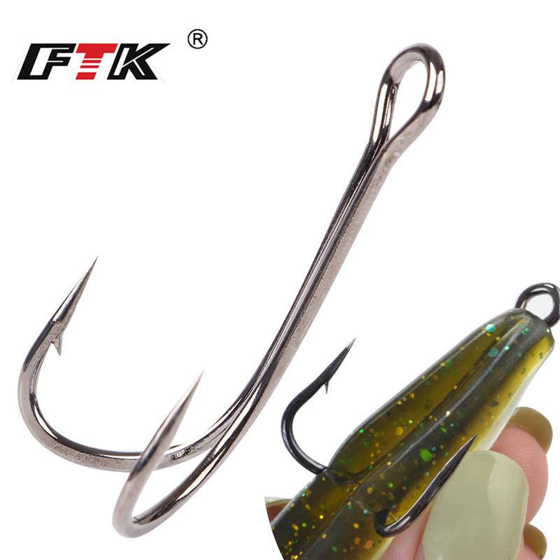 FTK Длинный рыболовный крючок без травы, двойная удочка, летающий рыболовный крючок, двойной крючок для рыболовных снастей, рыбная наживка, 20 штук для мягкой наживки