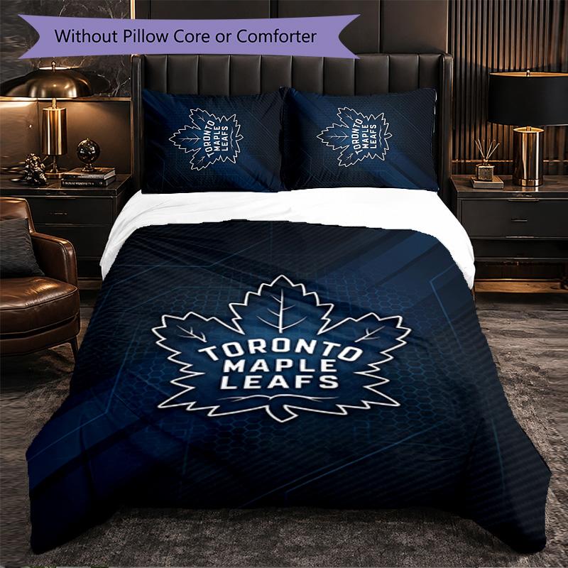 Toronto Maple Leafs Pattern Microfiber 3Pcs Bedding Set Decor Duvet Cover Set For Bedroom Home Use