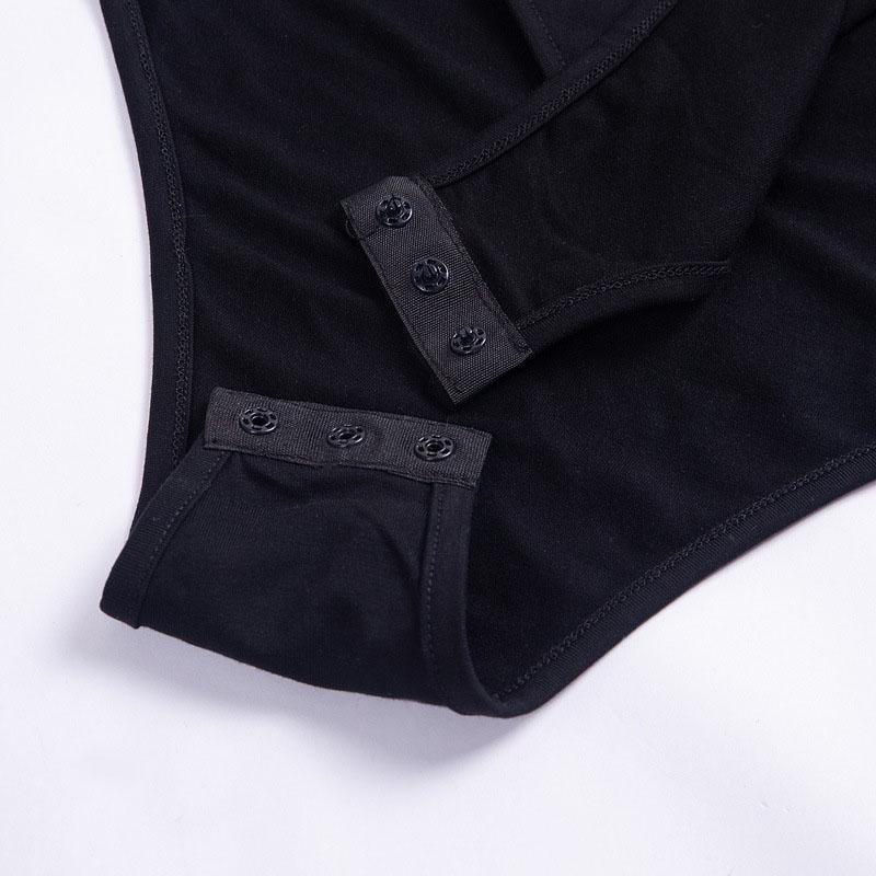 Womens Wrap Over Plunge Letter Turtle Neck Bodysuit Long Sleeve Leotard Plain Stretch Bodysuit