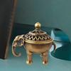 Metal Elephant Holder Coil Burner Desktop Ornament with Lid Retro for Bedroom Living Room Indoor
