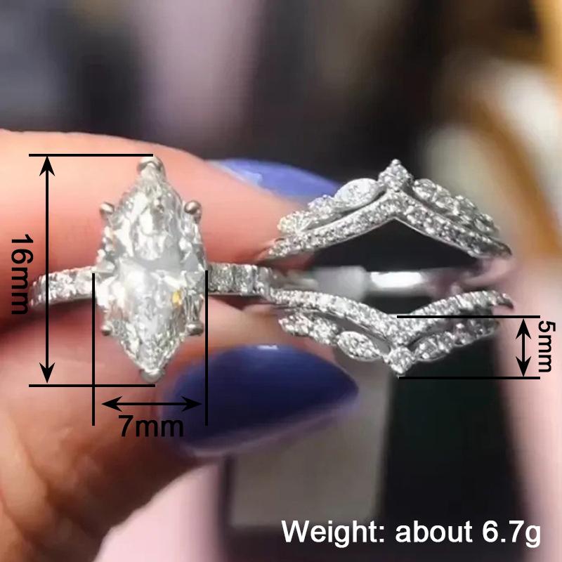 Huitan Великолепное женское кольцо/набор колец с инкрустацией brilliant marquise CZ Модные аксессуары для леди Свадебная вечеринка Универсальные украшения
