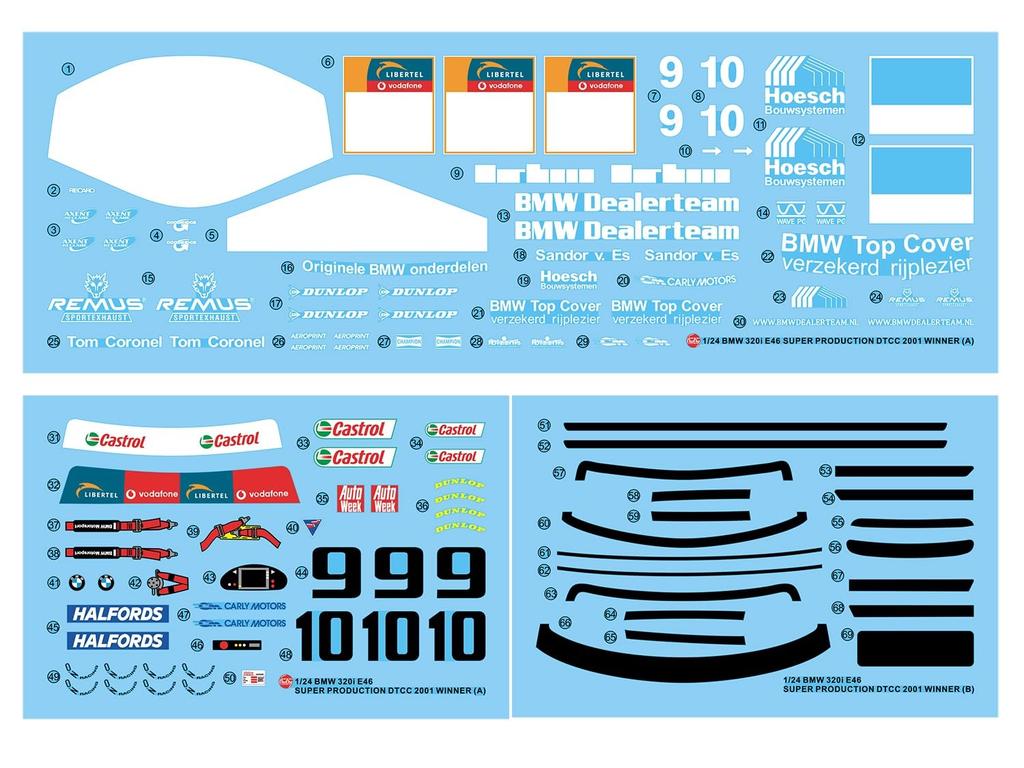 Гоночная серия BMW 320i E46 DTCC 2001 Winner Пластиковая модель PN24007 Platz/NuNu 1/24