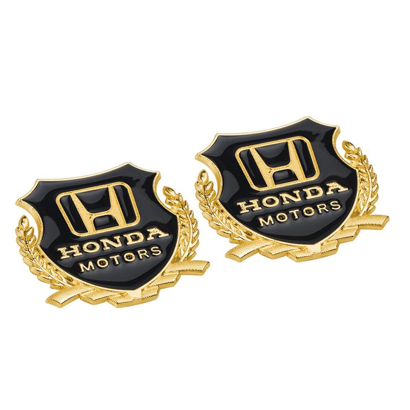 QLN2 1/2Pcs Car Styling 3D Metal Logo Body Fender Side Window Sticker For Honda CIVIC FORZA Insight Accord Hornet Type R Type S Mugen