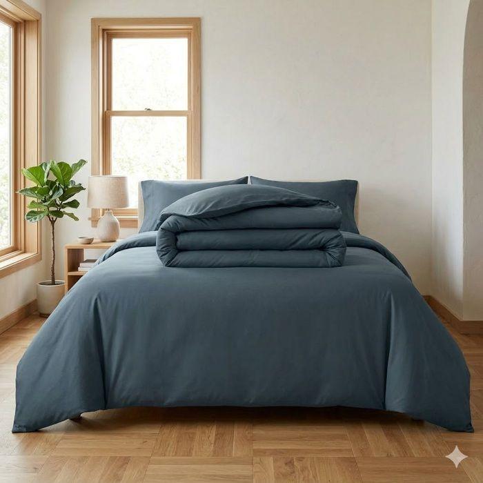 Housse de couette en percale de coton 260 x 240 cm emeraude
