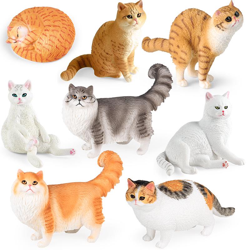 Three-Color Animal Model Plush Cat Toy - British Shorthair, Siamese, Persian, Orange, and Leopard Cat Simulation for Kids.