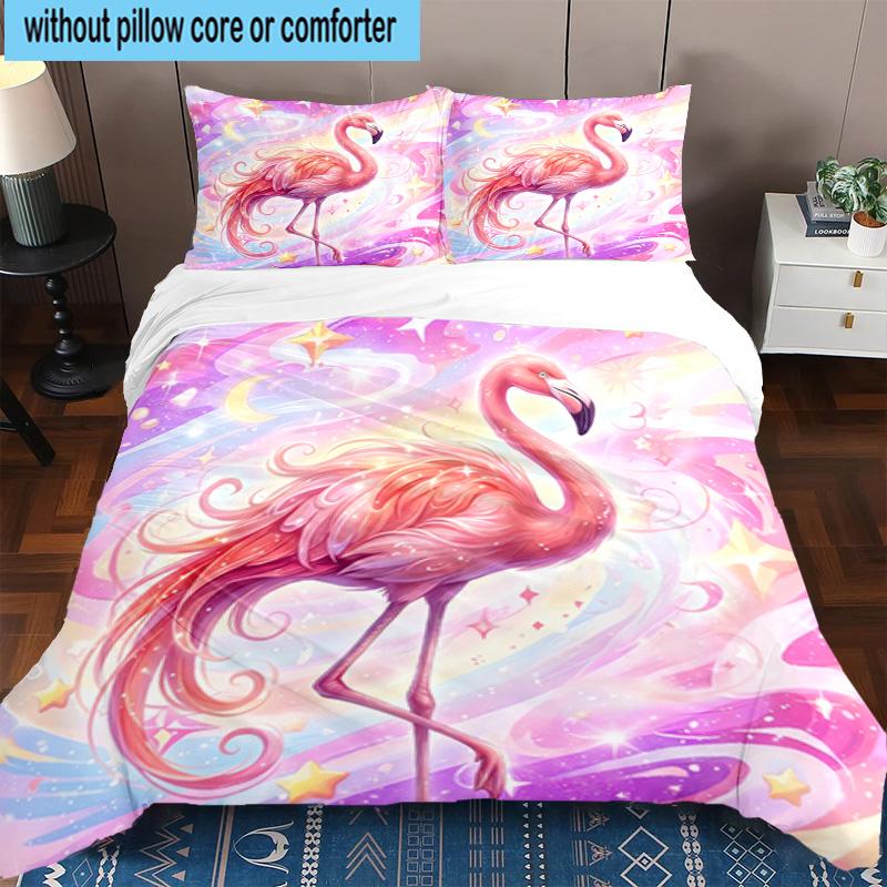 Magical Flamingo Sky 3pcs Bedding,Including 1pc Duvet Cover And 2pcs Pillowcases Perfect for Christmas,Ideal for Bedroom, Dormitory