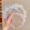 Kids Sweet Princess Headband for Girl Mesh Pearl Crown Hair Hoop for Children Birthday Party Hair Styling Headwear