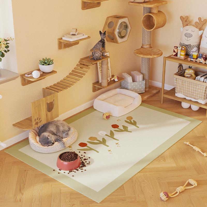 Коврик для кормления питомцев Ковер для кошки собаки Кожа ПВХ Водонепроницаемые напольные коврики Радужный узор Минималистичные ковры для украшения дома