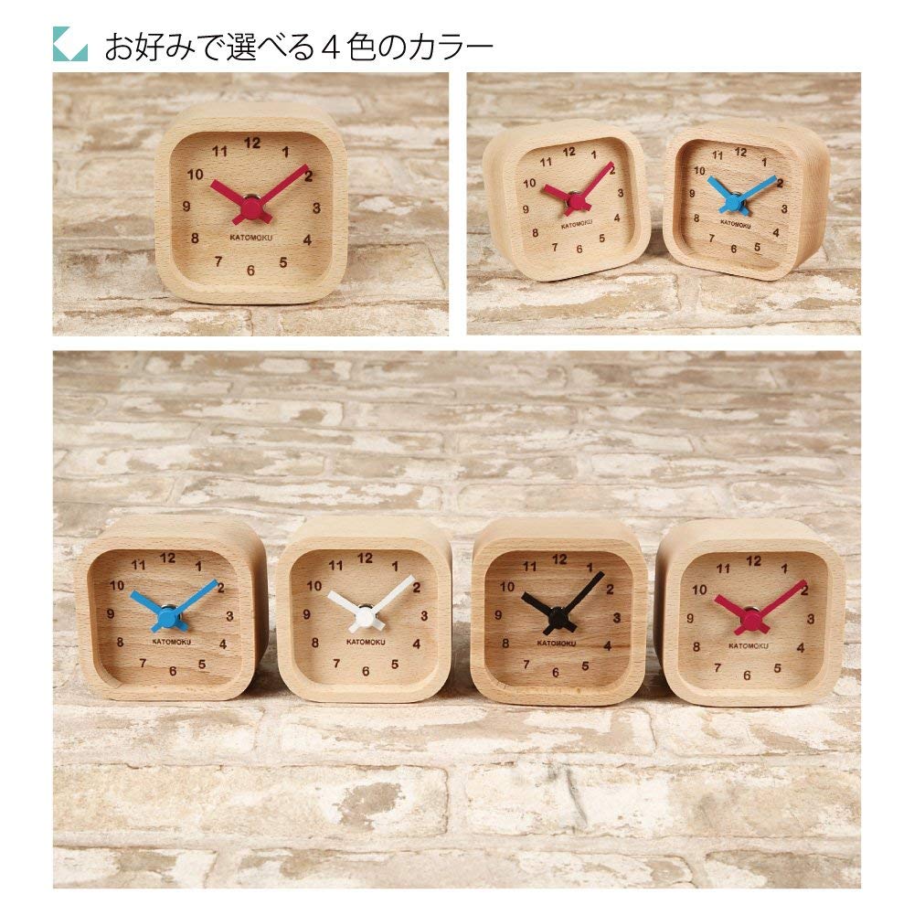 KATOMOKU muku мини-часы km-25RE, квадратные, красные, деревянные, настольные, 85 x 85 x 46 мм
