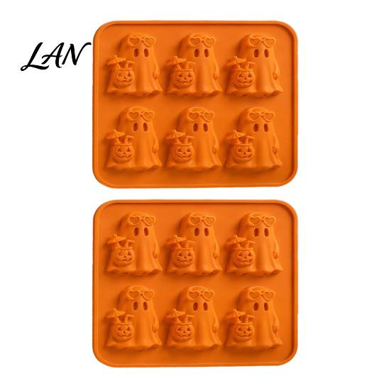 Halloween Party Supplies Ghost Ice Cube Mold, 6 Cavity Silicone Tray, 3D Flexible Mold for Shape Maker, Whisky Cocktails Tray