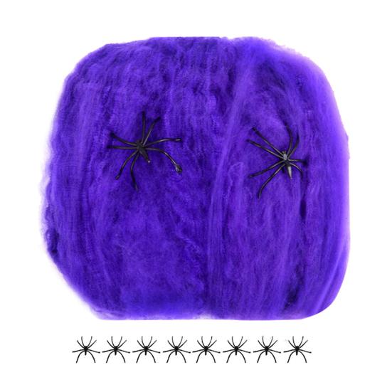 Colorful Halloween Spider Web Stretchable Cotton Cobwebs Elastic Scary Party Scene Props for Halloween Christmas Eve Parties