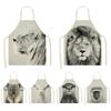 Женский кухонный фартук с принтом льва и лошади, детский льняной фартук-нагрудник для уборки дома, водонепроницаемые аксессуары для выпечки и выпечки
