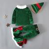 Christmas Unisex Children Long Sleeved Top Flared Pants Hat Sets Costume Makeup