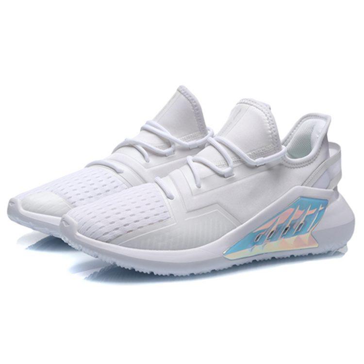 Li Ning Удобные Текстильные, ТПУ Нескользящие Износостойкие Низкие Повседневные Беговые Кроссовки Мужские Белые AGLP057-3