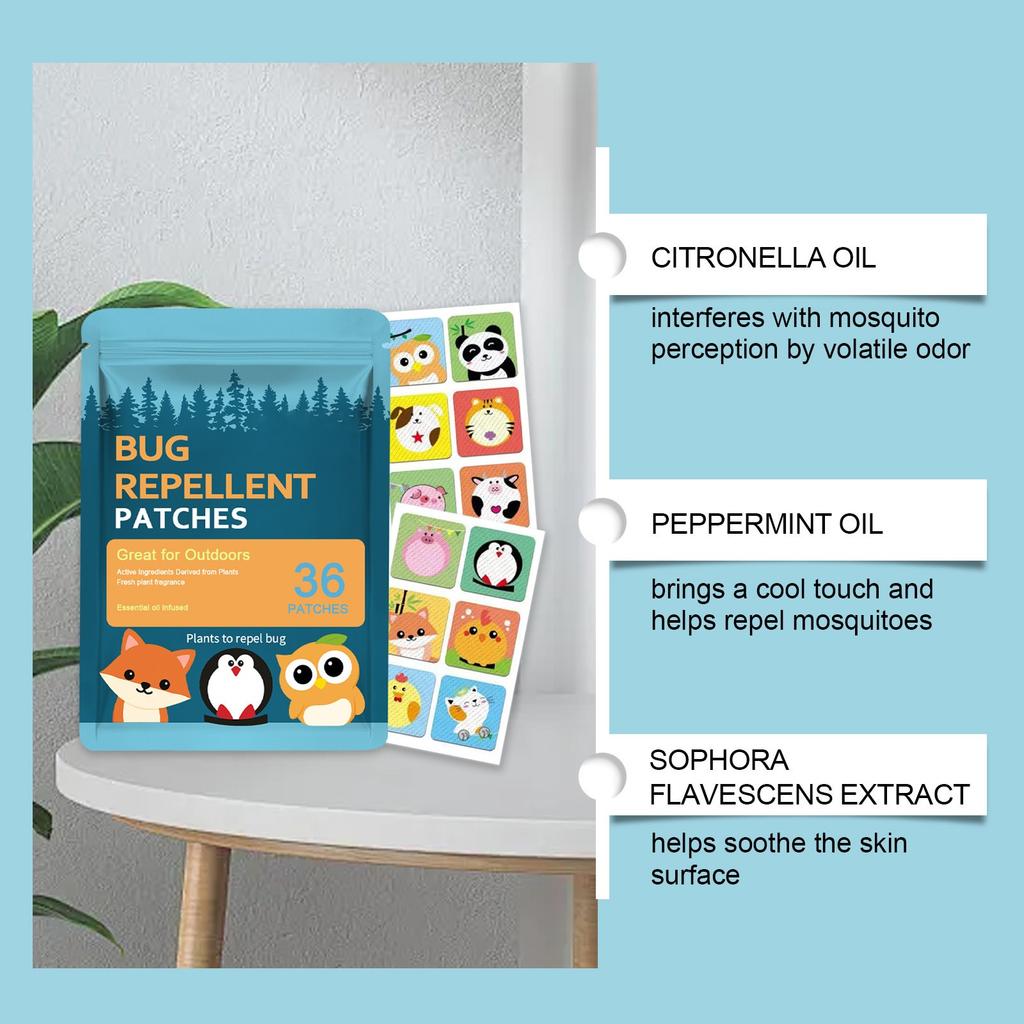 Наклейки (36 штук) Детские наклейки с животными, натуральные, без комаров, с амином