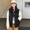 Women Autumn Winter Stand Collar Solid Color Thicken Outwear Cotton Padded Sleeveless Loose Pocket Warm Jacket Coat Vest