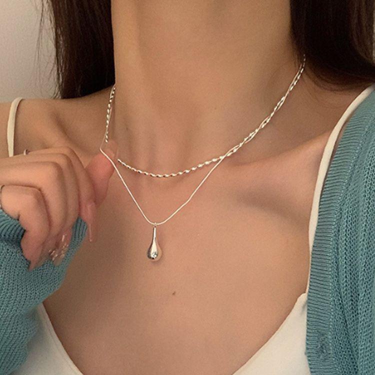 Корейское ретро жемчужное ожерелье: Женская многослойная асимметричная цепочка на ключицу с OT-застежкой