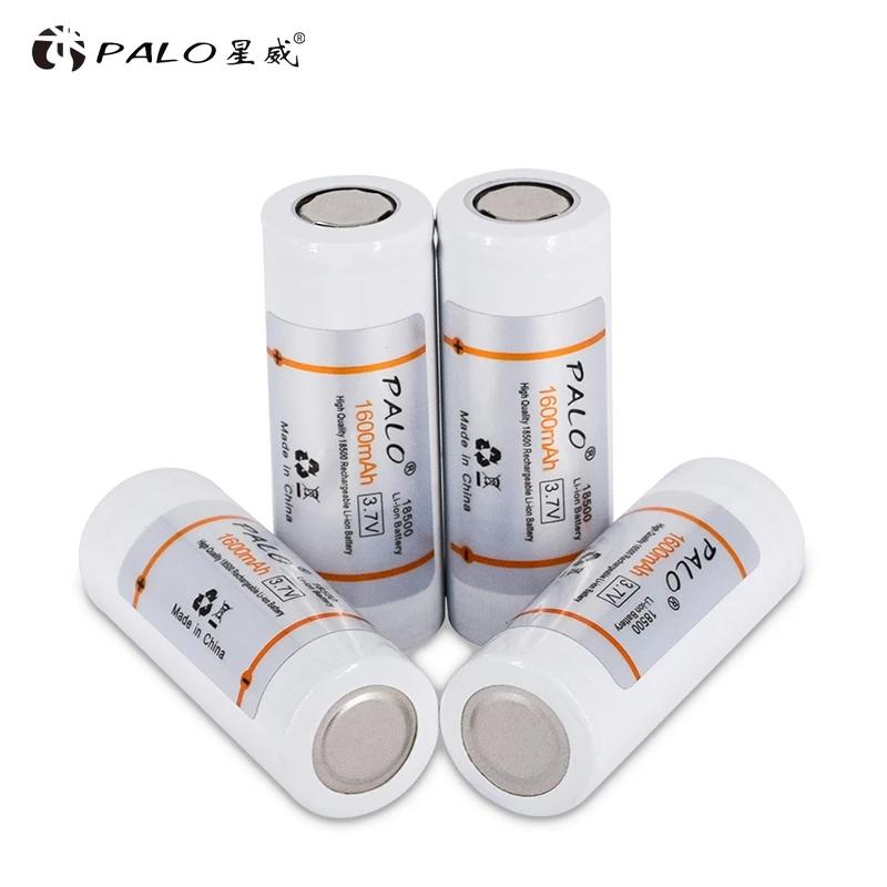 PALO 3.7V 18500 Li-ion Rechargeable Battery 18500 1600mAh 3.7V Lithium 18500 Li-ion Batteries for LED Flashlight