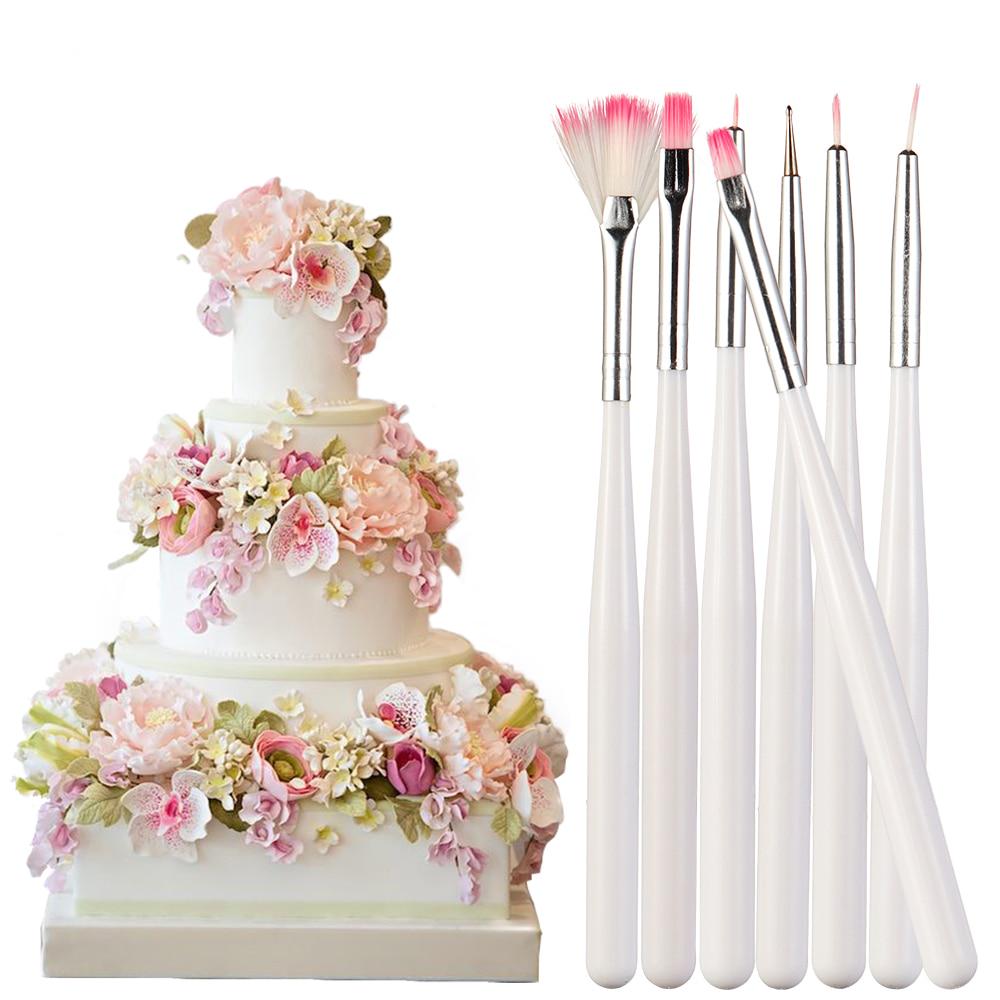 7pcs/set Fondant Cake Painting Brush Decorating Painting Dusting Promotion Icing Pastry Cake Pen Brush DIY Sugar Craft Tool