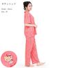 SAZAC Peach Side Hello Kitty Shirt Cotton Short Sleeve and Long Pants Loungewear Pajamas, 100% Broadcloth, Women's Set, (Red/L/SAN1949)