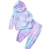 1-6 Years Kids Girls Tie-dye Hooded Sweatshirt Suit Pullover Top and Pants