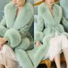 Autumn and Winter New High-end Imitation Fox Fur Collar Fur Coat Woolen Coat Thin Large Size Long Cotton Clothes