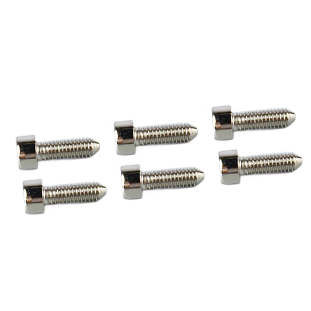6PCS Guitar Hex Head Screws Double Tremolo Bridge Saddle String Locking Screw with Taper Tip Silver