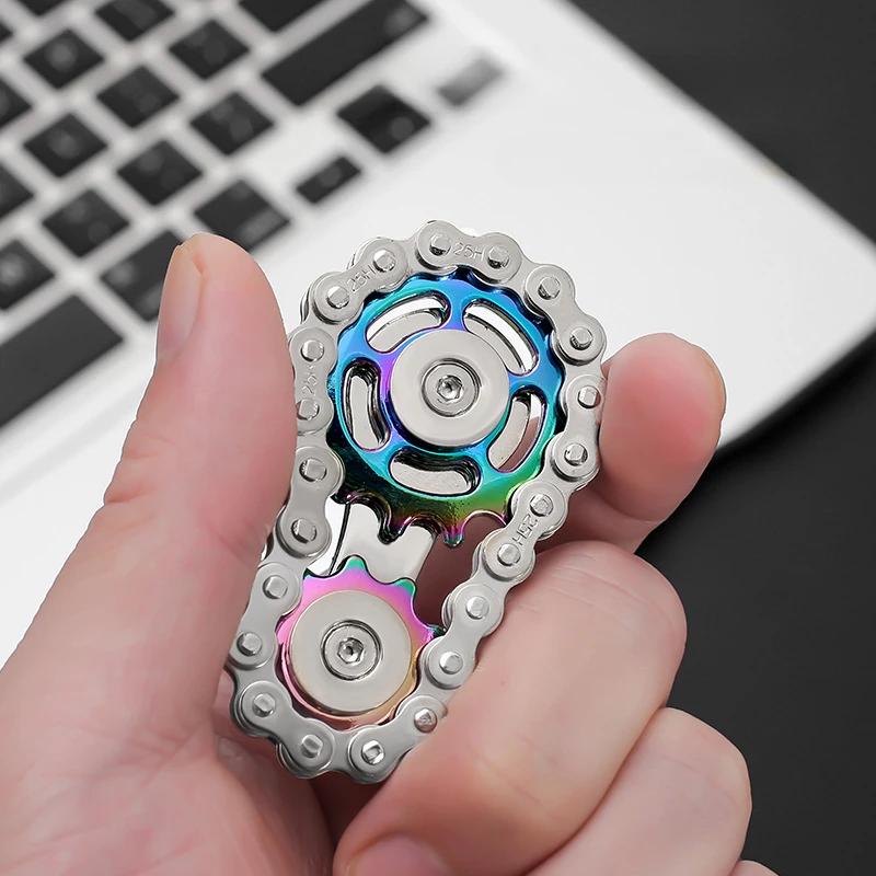Sprockets Flywheel Fingertip Gyro Fidget Spinner Antistress Anxiety Metal Bike Chains Spinner Fidget Toys For Adult Kids
