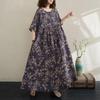 Новое хлопковое винтажное платье с цветочным принтом больших размеров с коротким рукавом для женщин, повседневное свободное длинное летнее платье