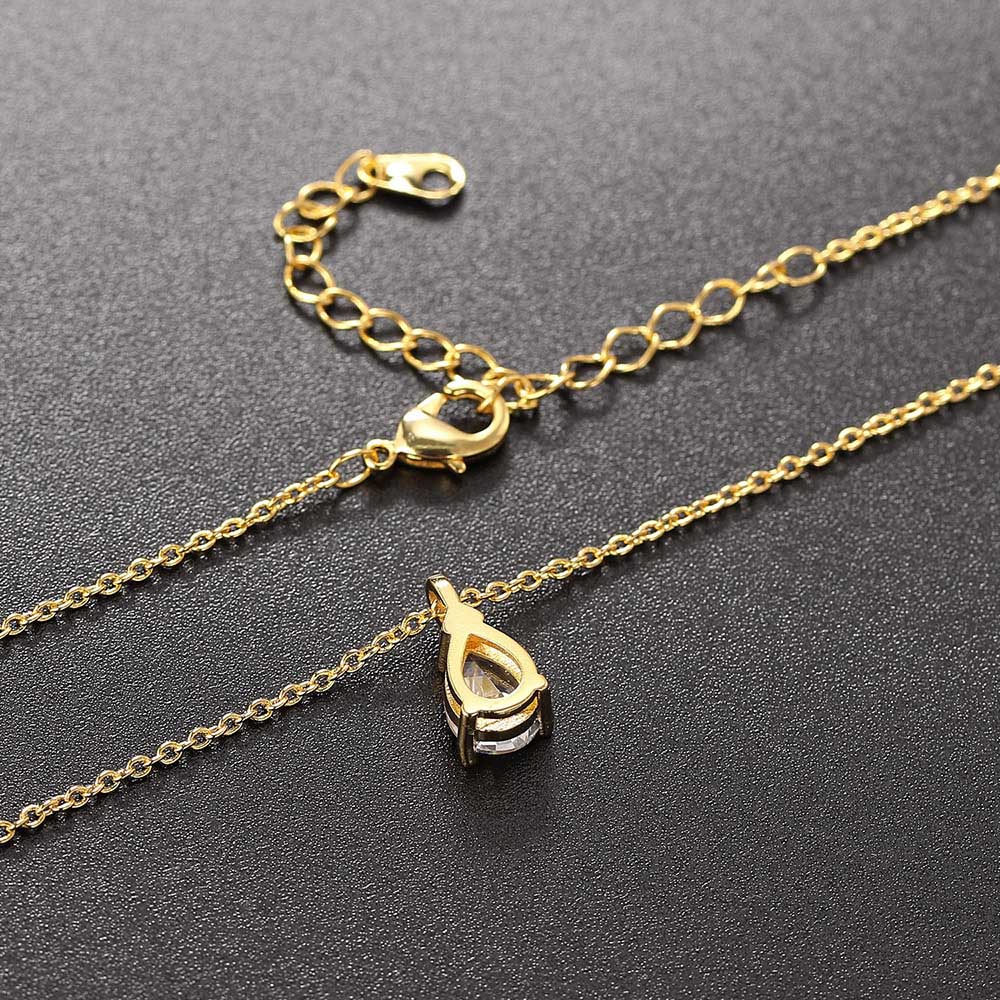 Waterdrop Crystal Pendant Necklace For Women Korean Fashion Gold Geometric Diamond Choker Chain On Neck Accessories Jewelry N511