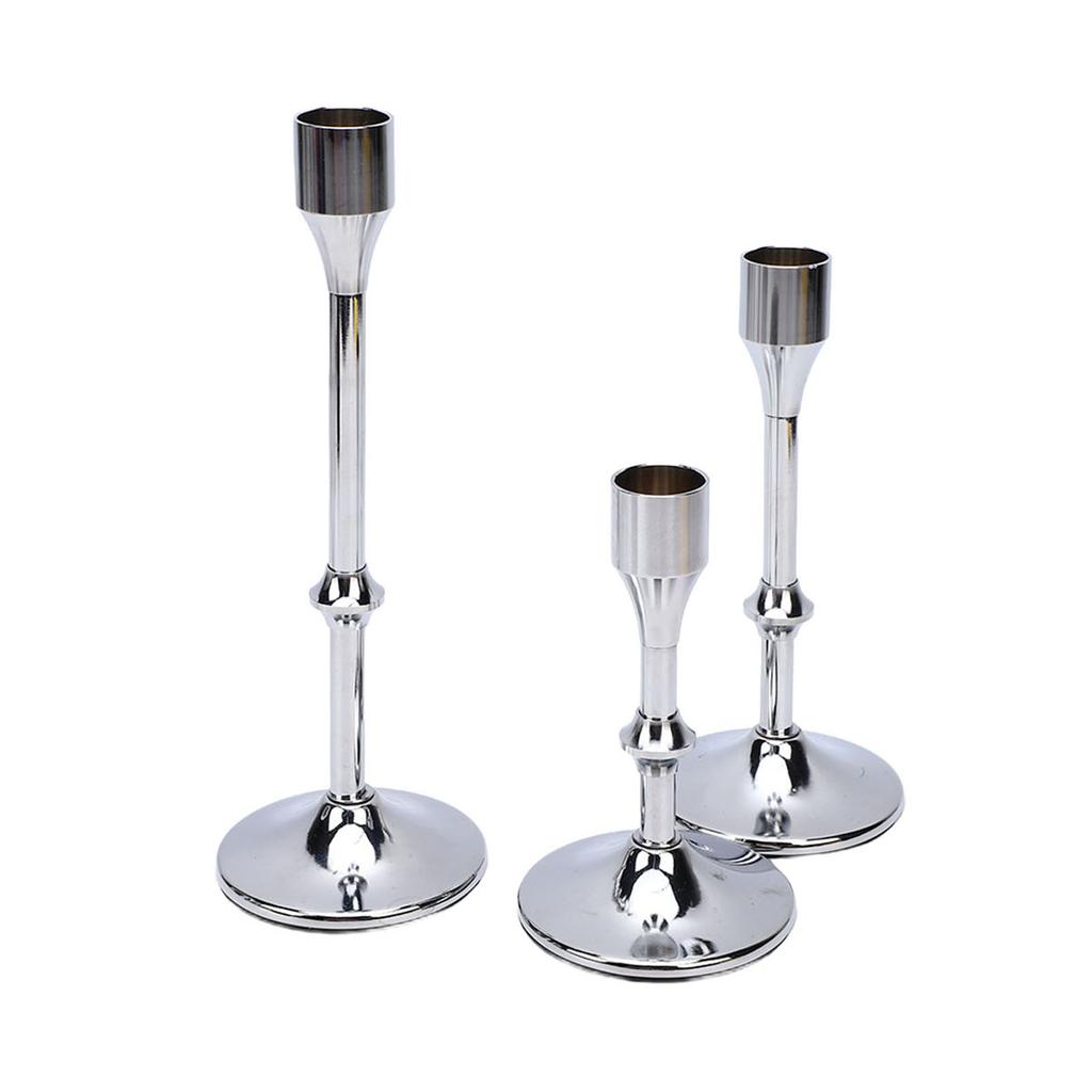 3 Pcs Candlestick Holder Steel Vintage Tall Metal Taper Candle Holders with Round Base for Table Wedding Housewarming