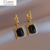 Korea Selling Fashion Jewelry Simple and Generous Black Square Crystal Pendant Earring Elegant Women's Daily Hundred Matches