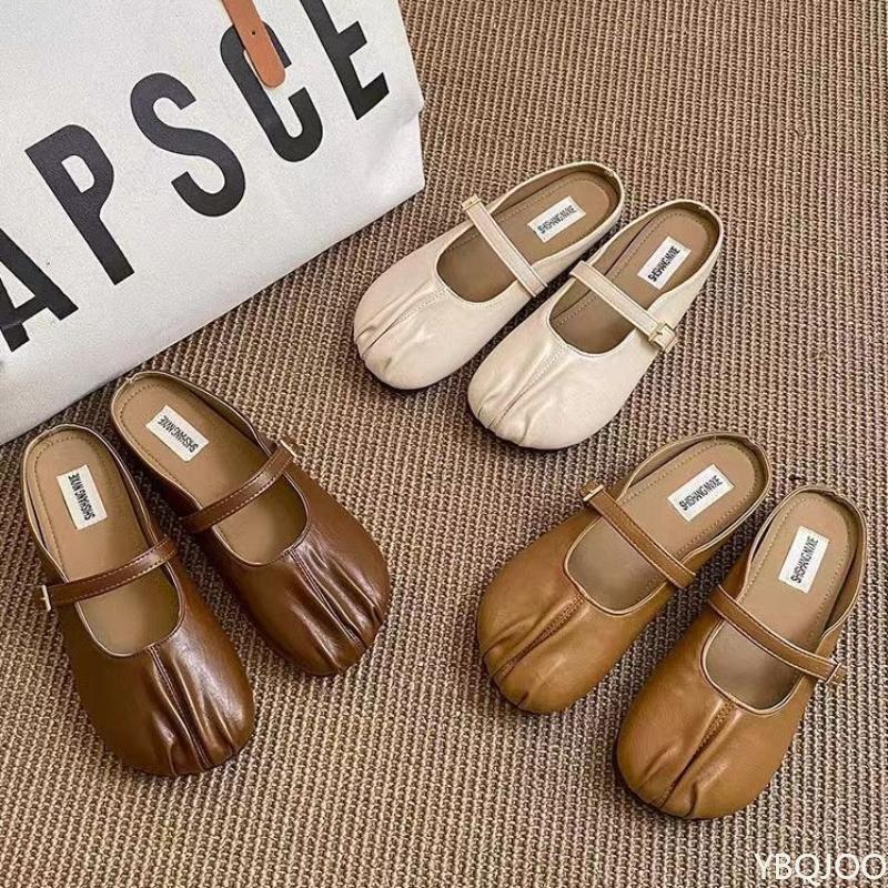 Fashion Women's Outdoor Casual Flat Shoes with Toe Caps Half Drag Women's Spring Autumn New Style Simple Comfortable Single Shoes