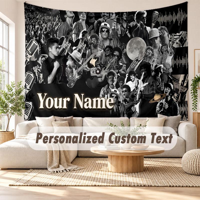 Custom Name Wall Hanging Tapestry,Bruno Mars Decorative Backdrop Tapestry For Dorm Home